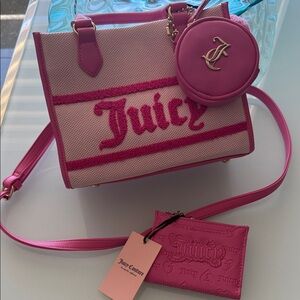Juicy Couture Pink and Fuchsia Tote with Coin Purse and wallet bundle NWT